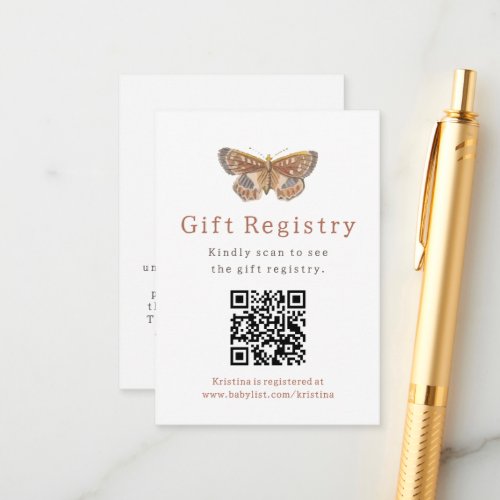 Butterfly Girl  Gift Registry Baby Shower  Enclosure Card