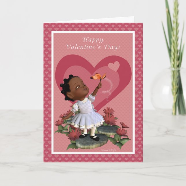 Butterfly Girl Happy Valentine's Day Card (Front)