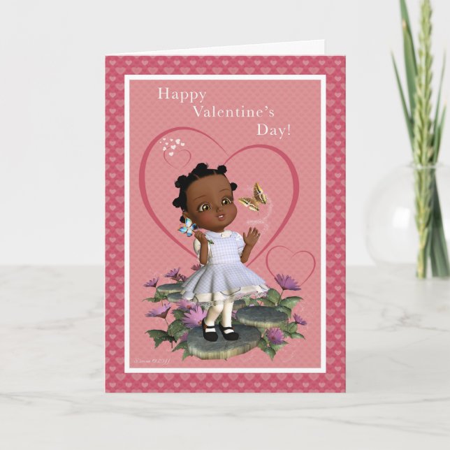 Butterfly Girl Happy Valentine's Day Card (Front)