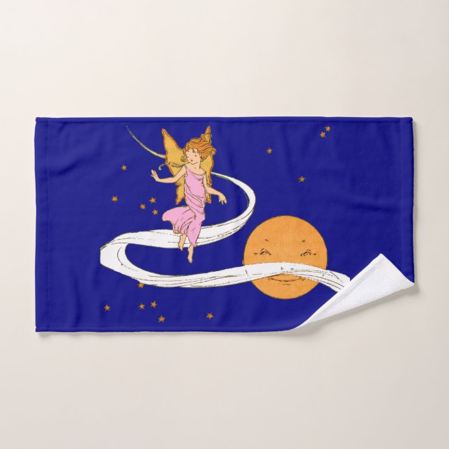 butterfly girl in space print bath towel set (Hand Towel)