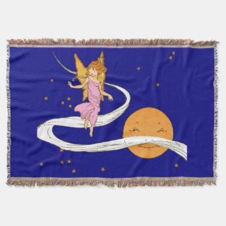 butterfly girl in space throw blanket