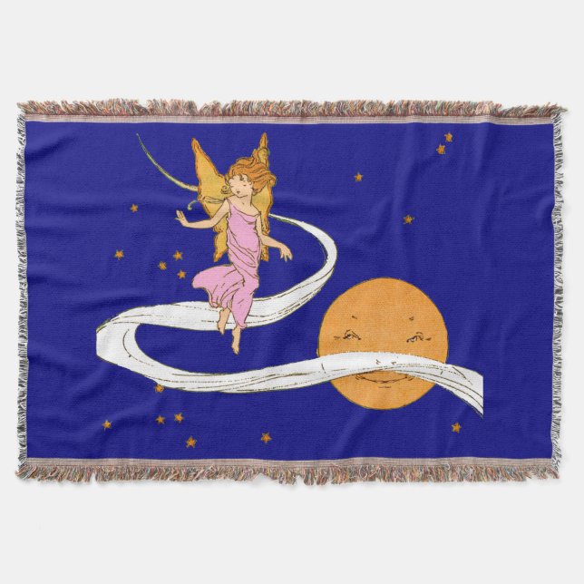 butterfly girl in space throw blanket (Front)