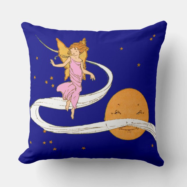 butterfly girl in space throw pillow (Front)