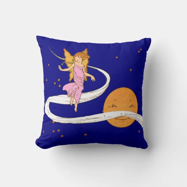 butterfly girl in space throw pillow (Front)