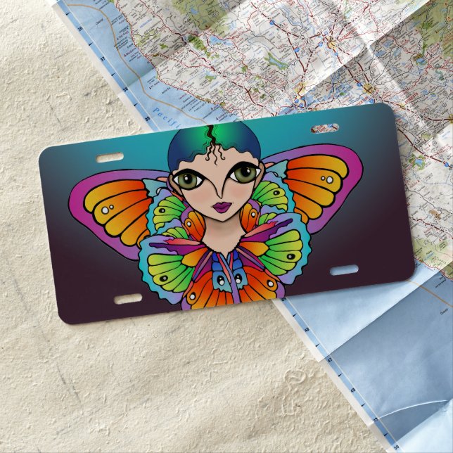 butterfly girl  license plate (In Situ)