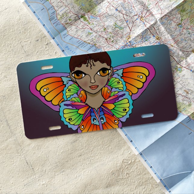 butterfly girl  license plate (In Situ)