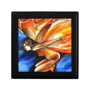 Butterfly girl surreal original fantasy art gift box