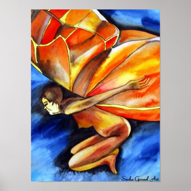 Butterfly girl surreal original fantasy art poster (Front)