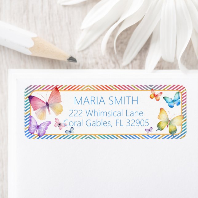 Butterfly Glitter Return Address Label (Insitu)