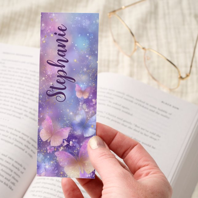 Butterfly Glitter Sparkle Purple Bookmarks (Hand)