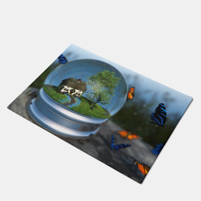 Butterfly Globe Doormat (Angled)