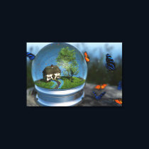 Butterfly Globe Wrapped Canvas Print