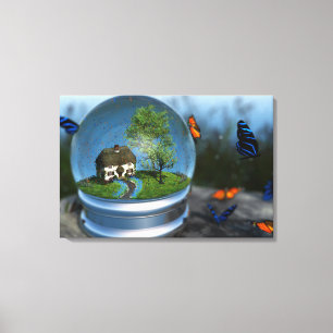 Butterfly Globe Wrapped Canvas Print