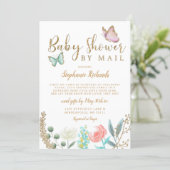 Butterfly Gold Baby Shower BY MAIL Invitation (Standing Front)