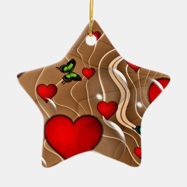 Butterfly & Gold Ceramic Ornament (Front)