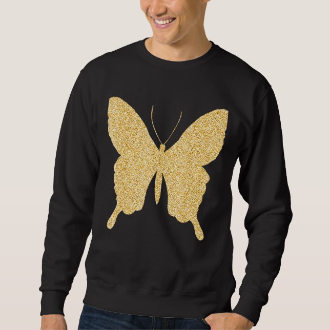 Butterfly Gold Glitter Bling Butterfly Lover Sweatshirt (Front)