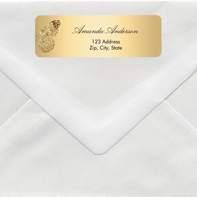 Butterfly gold return address label (Creator Uploaded)