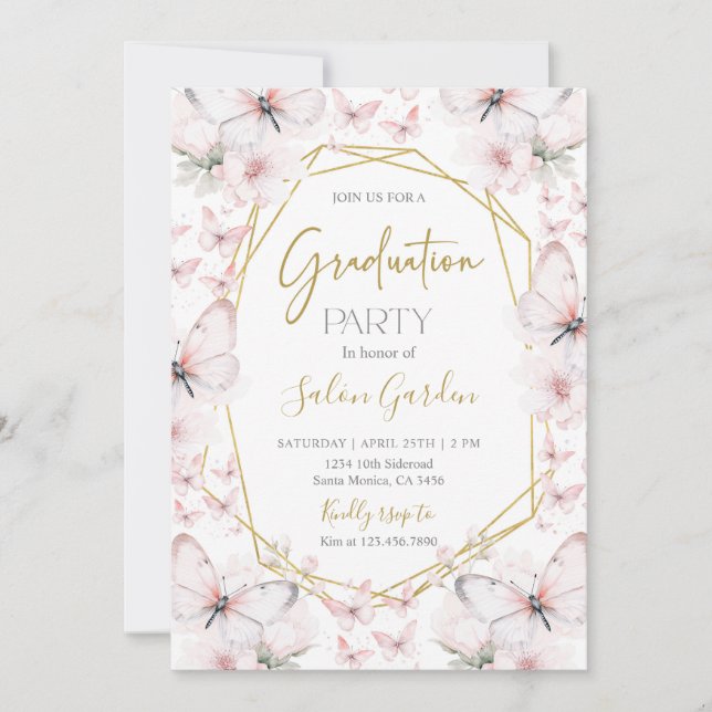Butterfly Graduation Party Invitation (Front)