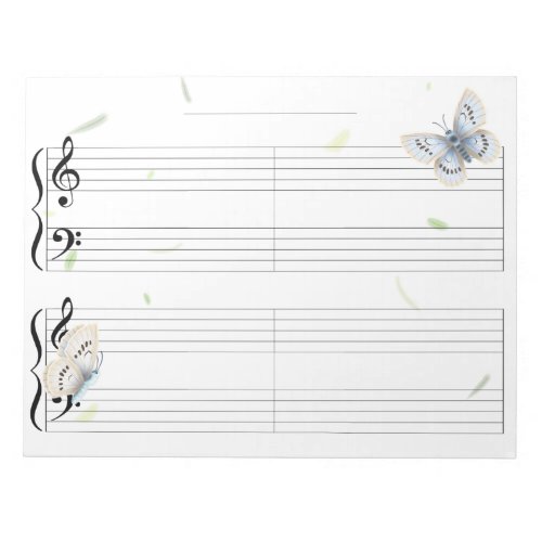 Butterfly Grand Staff Extra Wide Rule Kids Music Notepad