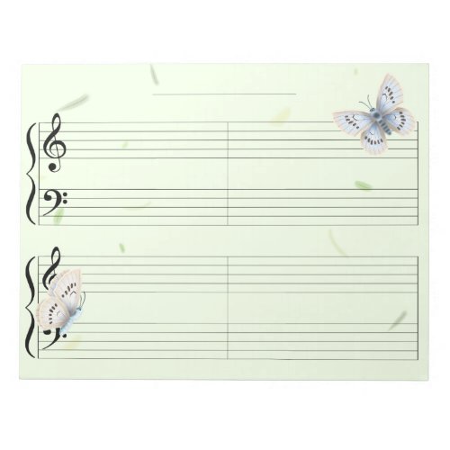 Butterfly Grand Staff Extra Wide Rule Kids Music Notepad