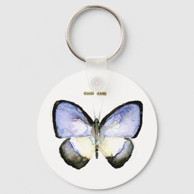 Butterfly: Green-Banded Blue Keychain (Front)