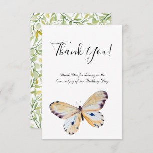 Butterfly & Greenery Flat Thank You Card