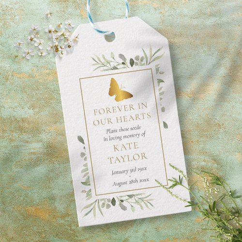 Butterfly Greenery Funeral Seed Packet Memorial Gift Tags