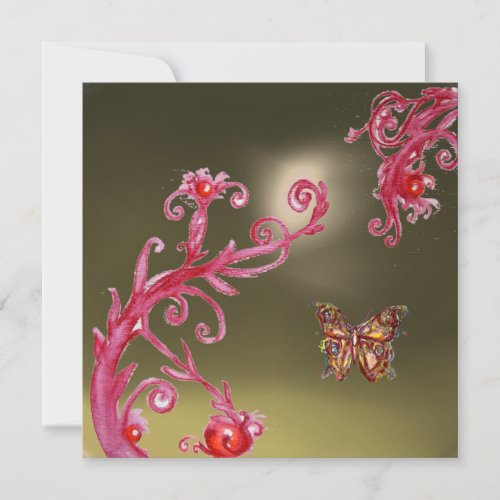 BUTTERFLY GREY AGATE bright pinkred Invitation