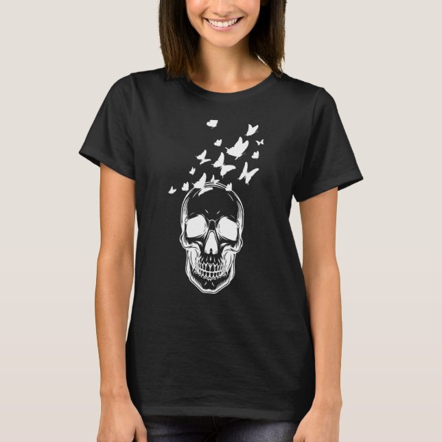 Butterfly Grunge Fairycore Aesthetic Skeleton Skul T-Shirt (Front)