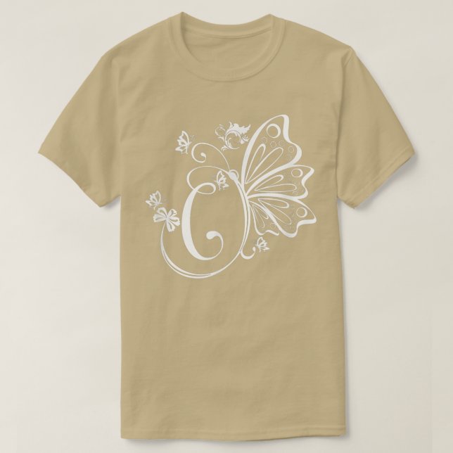 Butterfly Grunge Fairycore Esthetic Letter C Mono T-Shirt (Design Front)