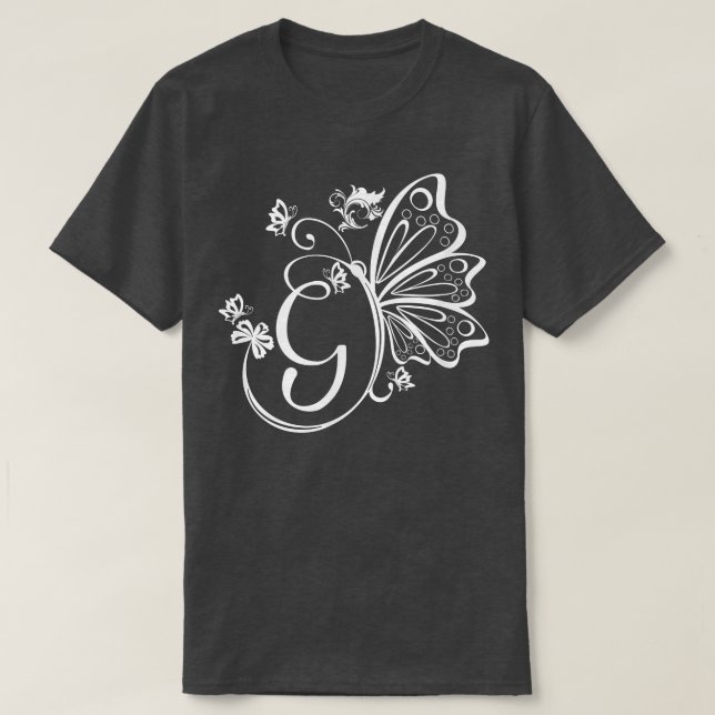 Butterfly Grunge Fairycore Esthetic Letter G Mono T-Shirt (Design Front)
