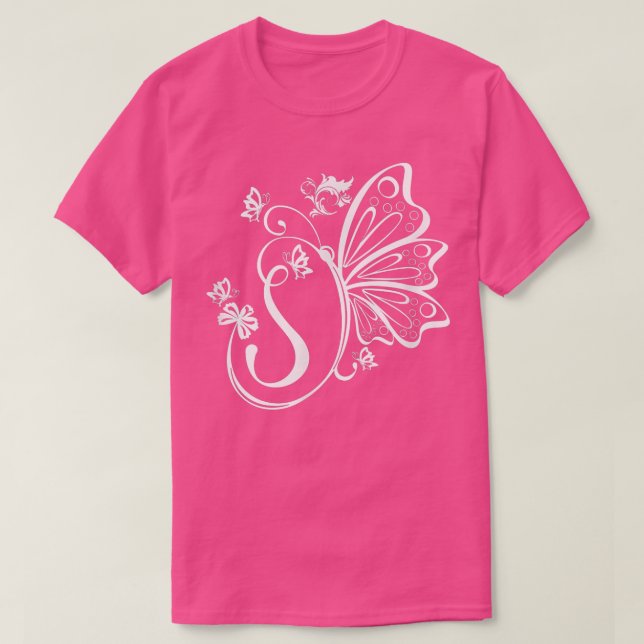 Butterfly Grunge Fairycore Esthetic Letter S Mono T-Shirt (Design Front)