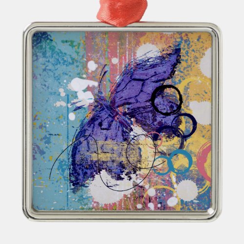 Butterfly Grunge Metal Ornament