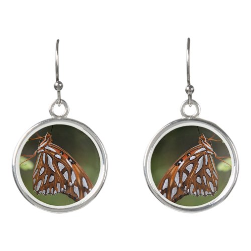 Butterfly Gulf Fritillary Passion Orange Spotted Earrings