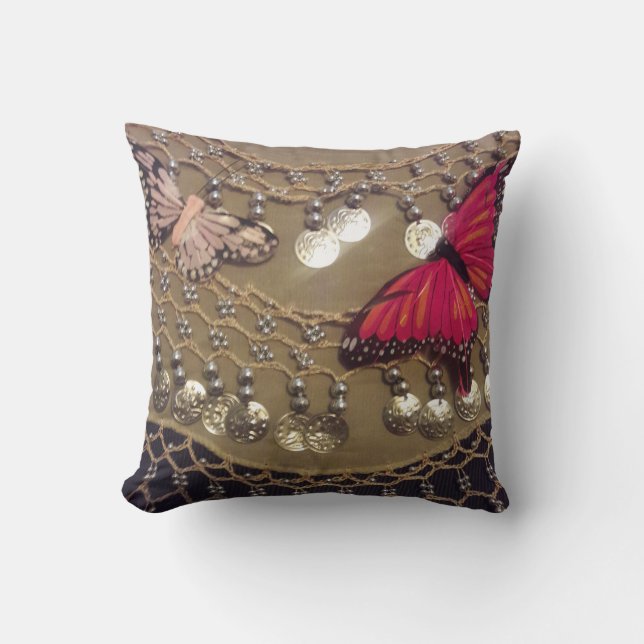 Butterfly Gypsy Scarf Throw Pillow (Front)