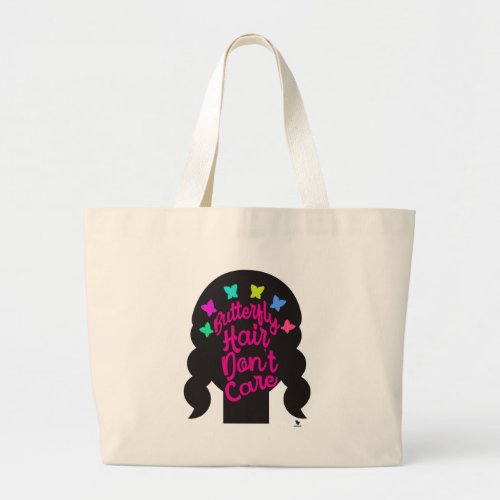 Butterfly Hair No Care Fun Trendy Hairstyle Large Tote Bag