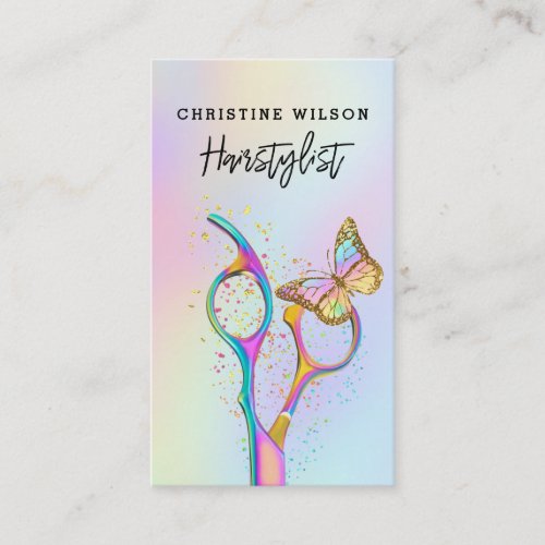 butterfly hairdresser scissors logo business card