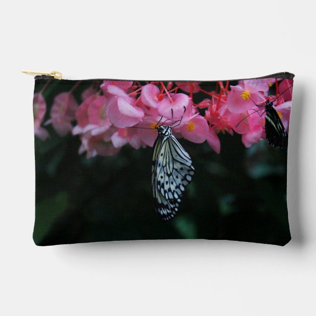 Butterfly Hanging from Flowers Accessory Pouch (Front)