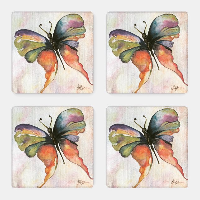 Butterfly Happiness Acrylic Coaster Set (Set)