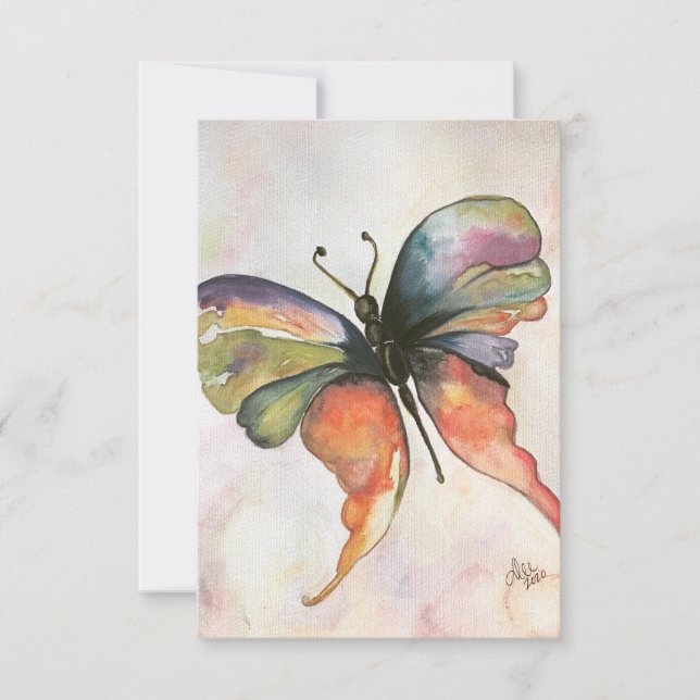Butterfly Happiness Flat Thank You Card (Front)