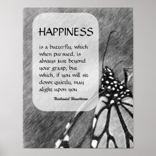 Butterfly Happiness Inspirational Quote Poster
