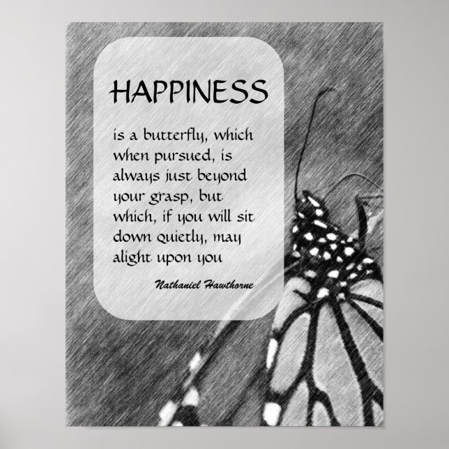 Butterfly Happiness Inspirational Quote Poster (Front)