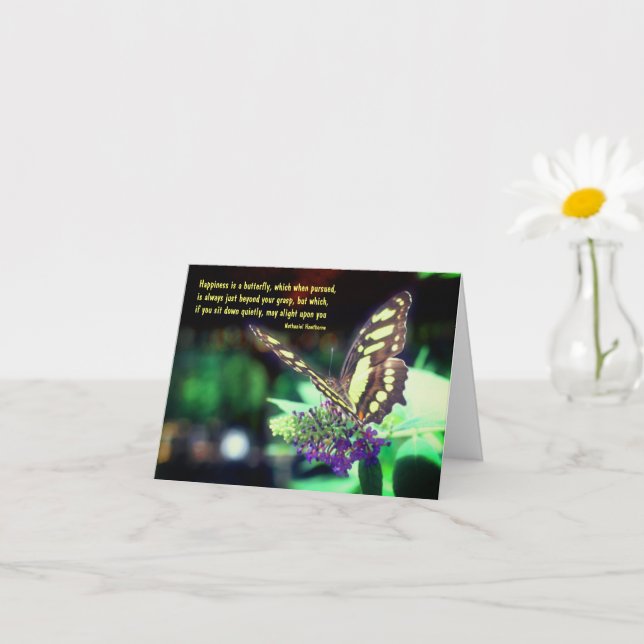 Butterfly Happiness Quote Inspirational Note Card (Small Plant)
