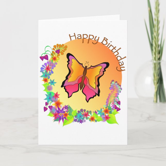 Butterfly Happy Birthday card (Front)