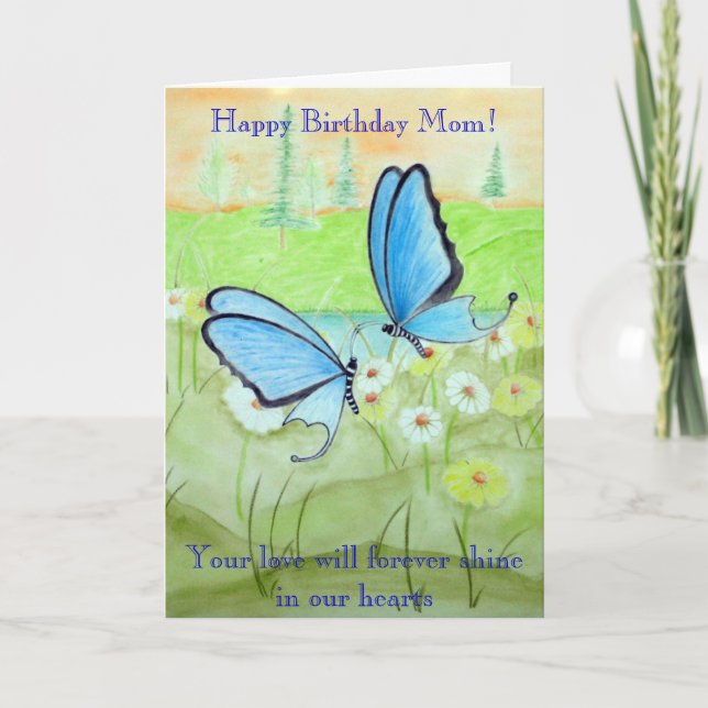 Butterfly Happy Birthday Mom Card (Front)