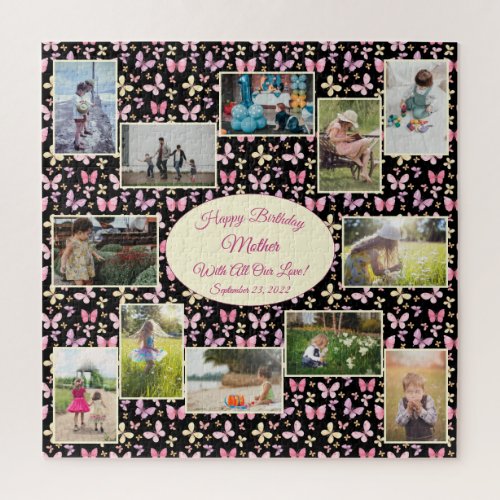 Butterfly Happy Birthday Mother Photo Collage Jigsaw Puzzle