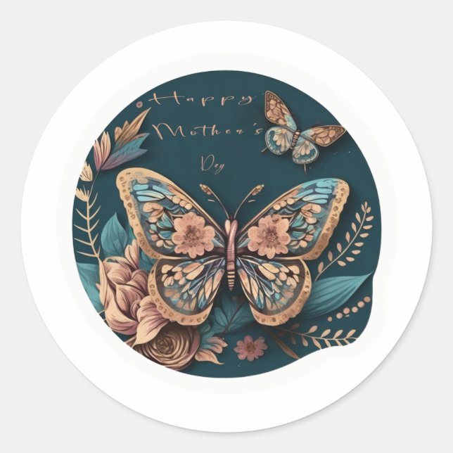 butterfly Happy Mother's Day Stickers (Front)