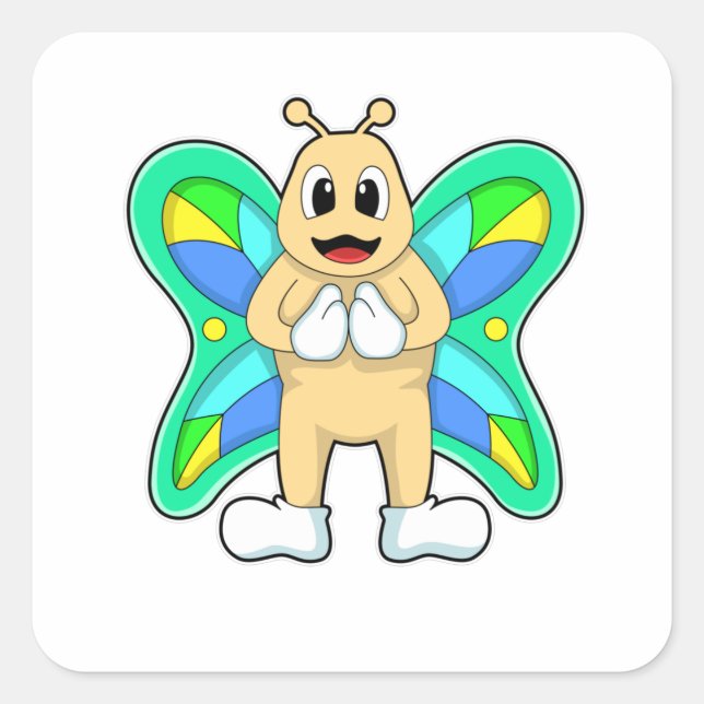 Butterfly happy square sticker (Front)