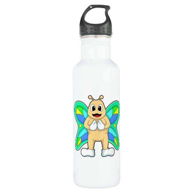 Butterfly happy stainless steel water bottle (Front)