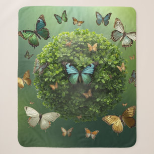 Butterfly Harmony Nature Sphere Sherpa Blanket  